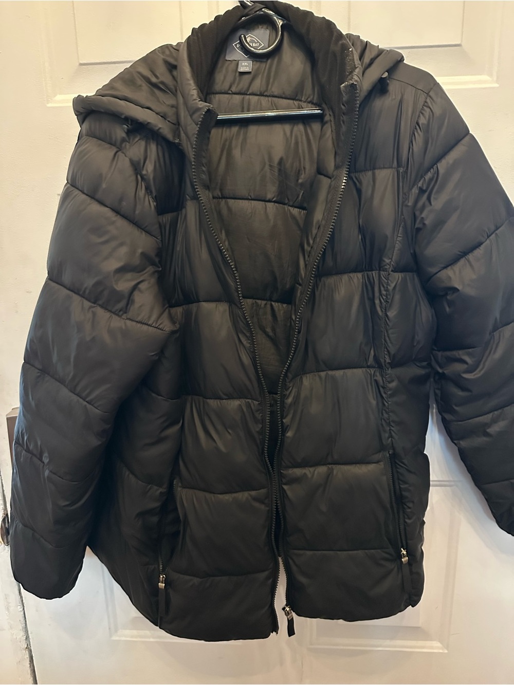 St. John's Bay Black Quilted Puffer Coat with Hood